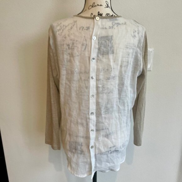 SARTORIAL SARACENA ANTHROPOLOGIE 100%LINEN BLOUSE SZ M TAN WHITE MADE IN ITALY - Picture 10 of 16